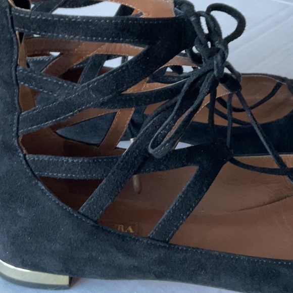 Aquazzura Belgravia lace up flats black suede  Size 39 US size 9) - Picture 10 of 11
